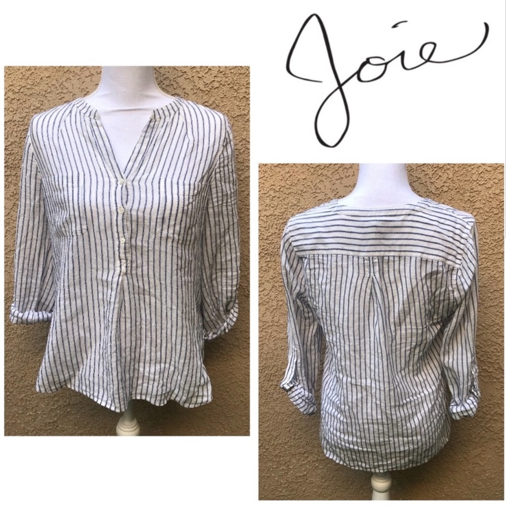 Joie Women's Striped White and Blue Top